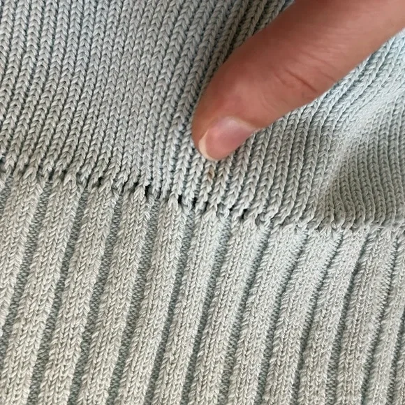 TheOpen Product Blue V Neck Ribbed Sweater Bell Sleeves Women's Size S - Picture 9 of 13